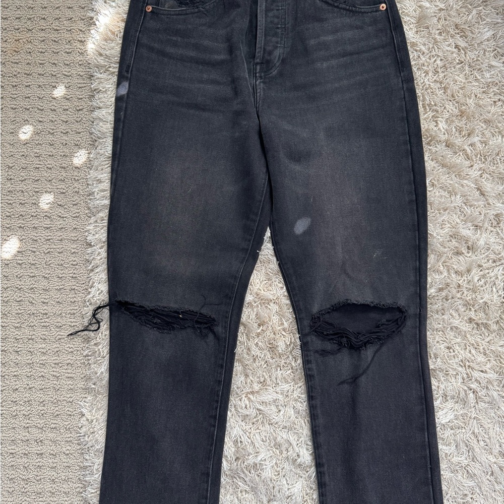 Pistola Black Distressed Straight Leg Jeans